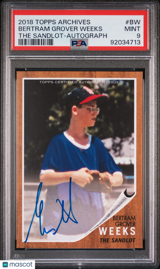 2018 Topps Archives The Sandlot Bertram Grover Weeks #BW Autograph PSA 9 POP 2