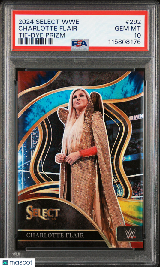 2024 Panini Select WWE Charlotte Flair Ringside #292 Tie Dye Prizm #/25 PSA 10