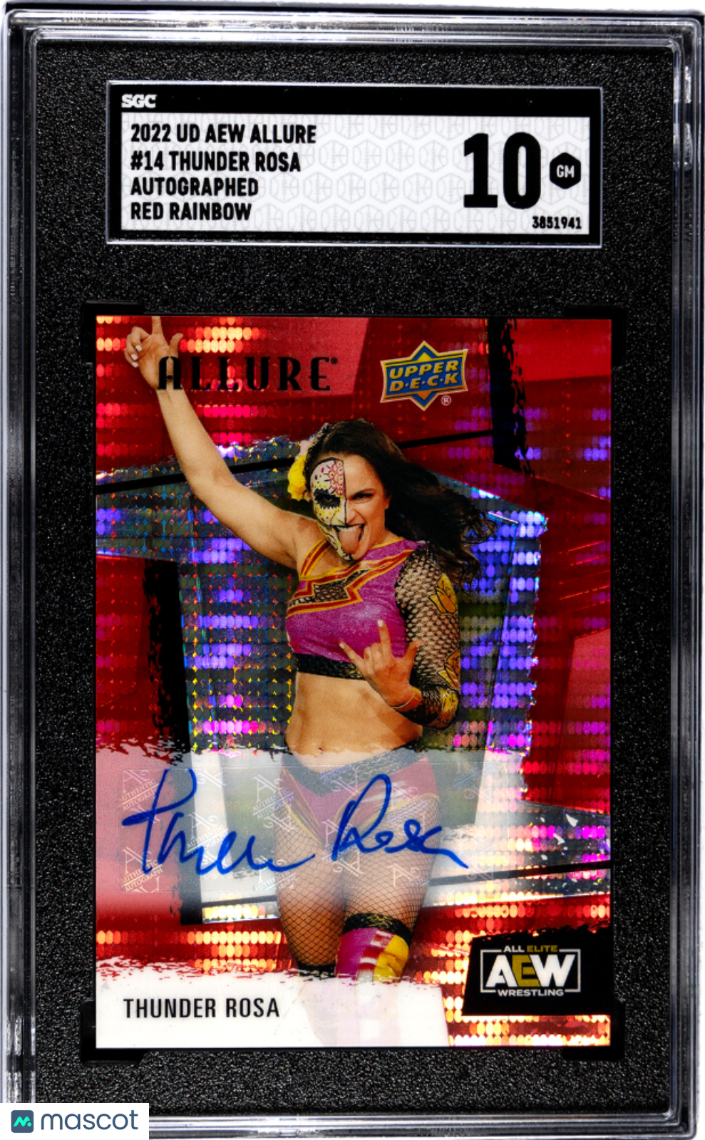 2022 Upper Deck Aew Allure Thunder Rosa #14 Auto Red Rainbow SGC 10 pop 1
