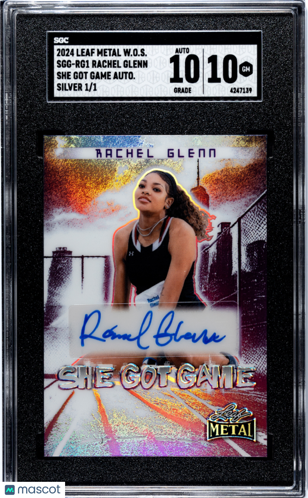 2024 Leaf Metal Women Of Sport Rachel Glenn TRACK AUTO #1/1 Silver SGC 10