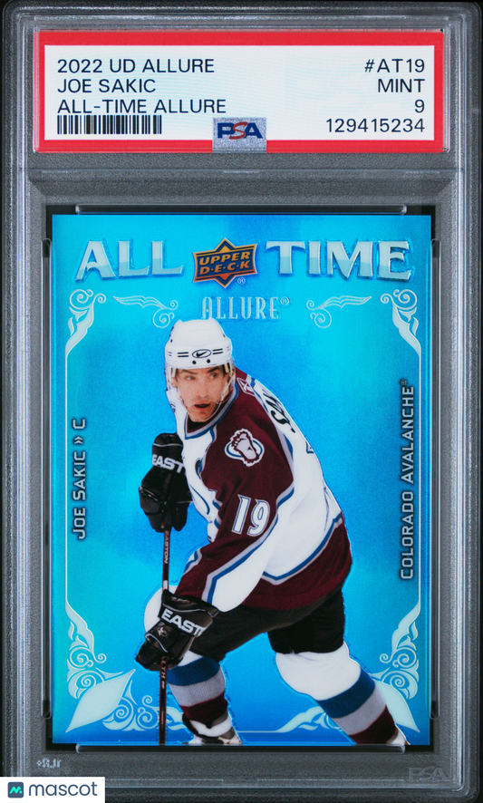 2022 Upper Deck Allure All-Time Allure Joe Sakic #AT19 PSA 9 pop 1