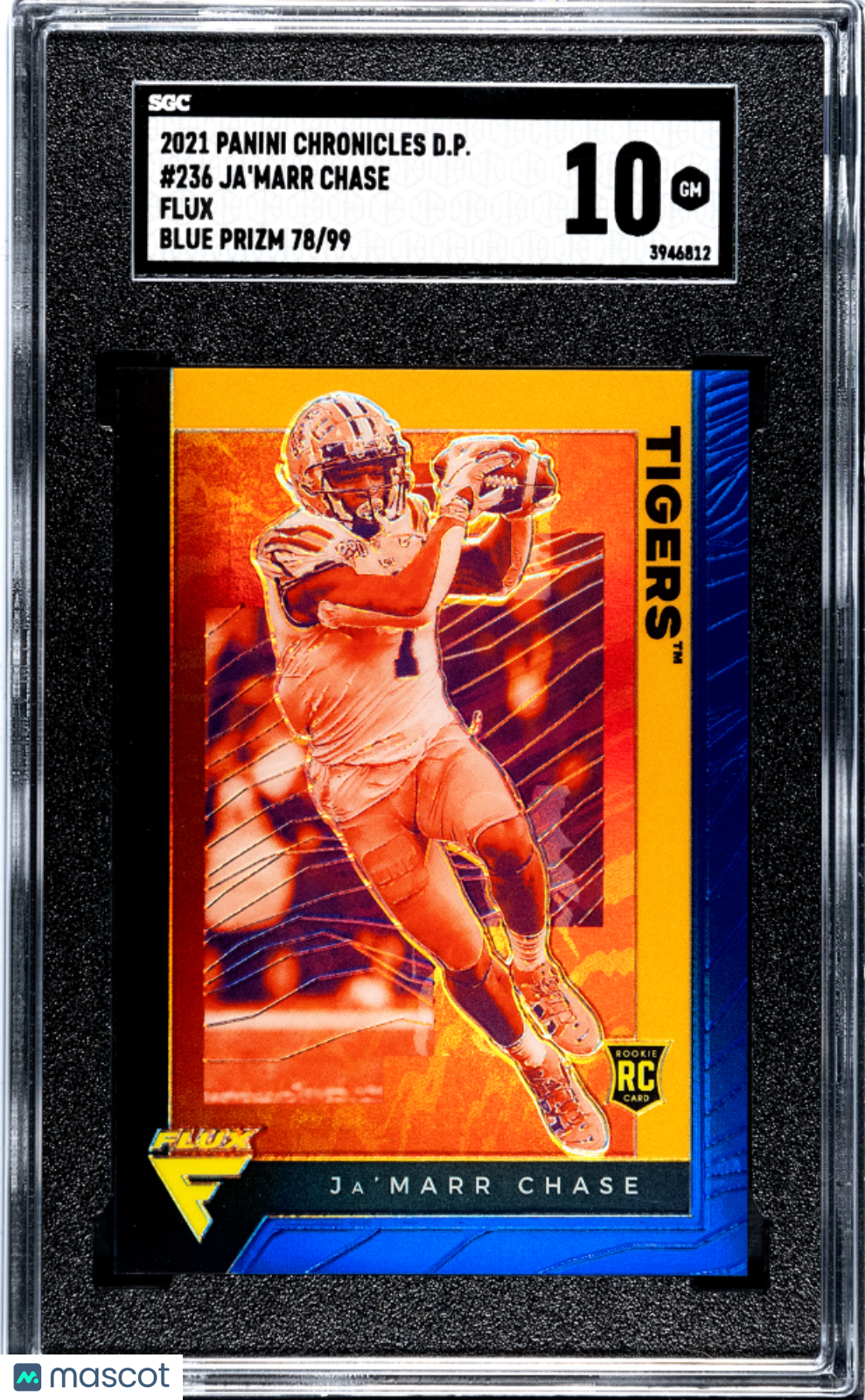 2021 Panini Chronicles Draft Picks Ja'marr Chase #236 Flux Blue Prizm /99 SGC 10