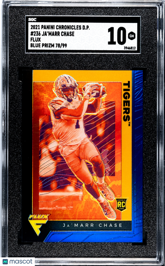 2021 Panini Chronicles Draft Picks Ja'marr Chase #236 Flux Blue Prizm /99 SGC 10