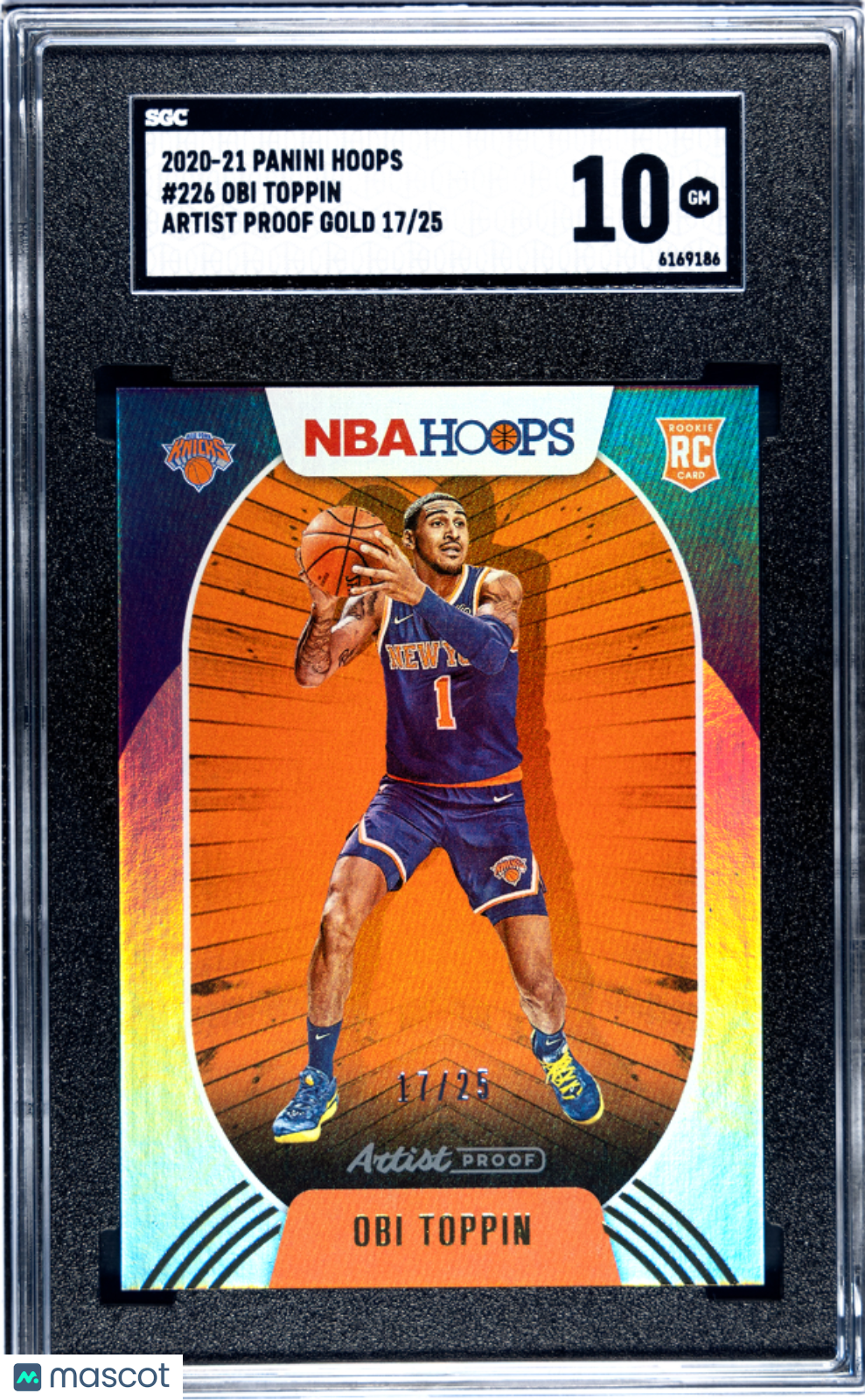 2020-21 Panini Hoops Obi Toppin #226 Artist Proof Gold SGC 10 /25 pop 1