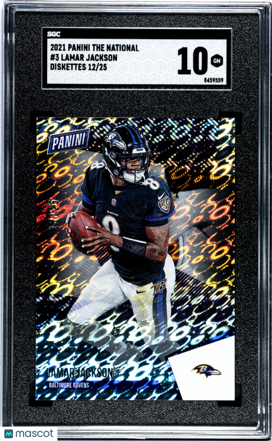 2021 Panini The National Lamar Jackson #3 Diskettes #12/25 SGC 10 POP 1!