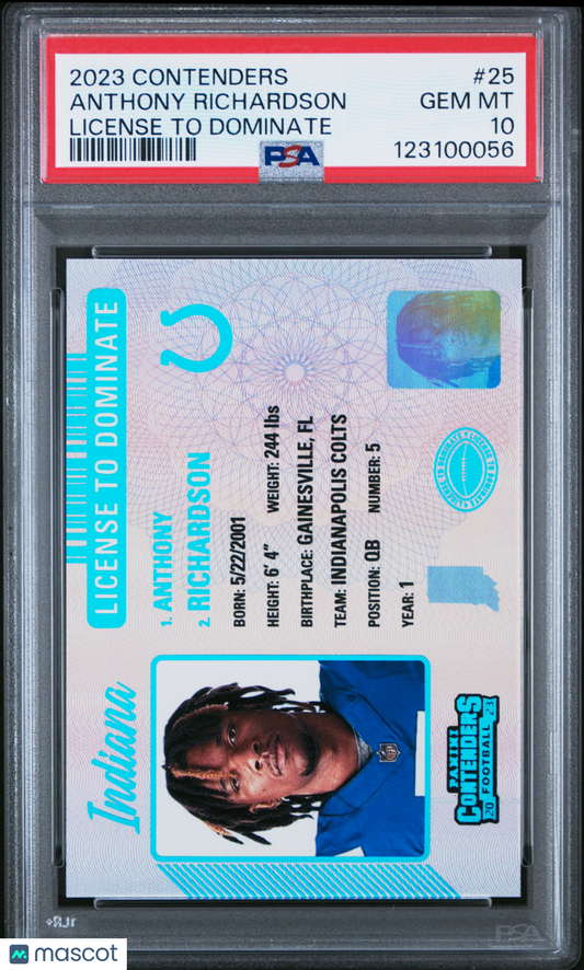 2023 Panini Contenders License To Dominate Anthony Richardson #25 PSA 10
