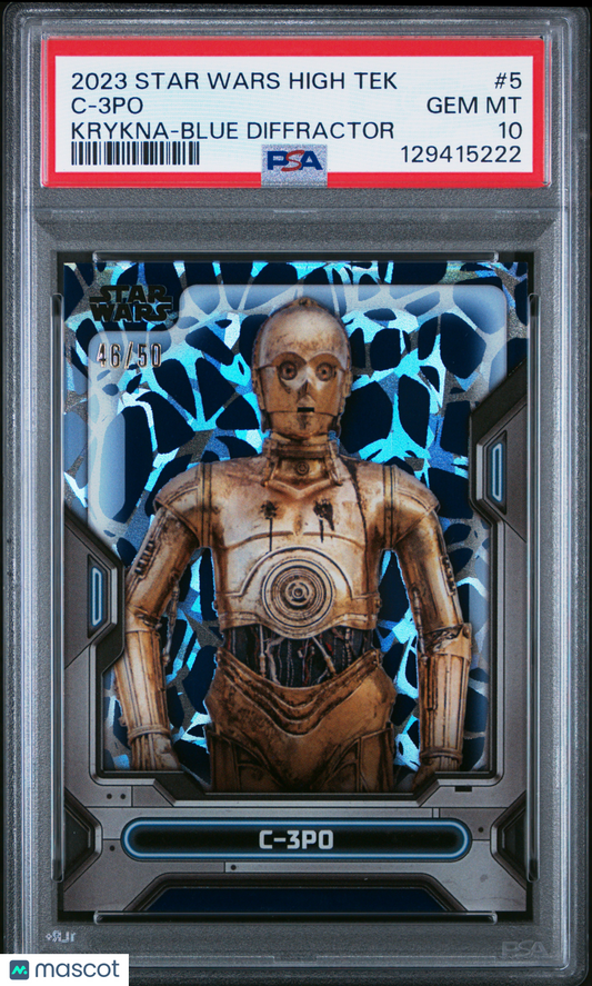C-3po 2023 Topps Star Wars High Tek Krykna Blue Diffractor PSA 10 pop 2