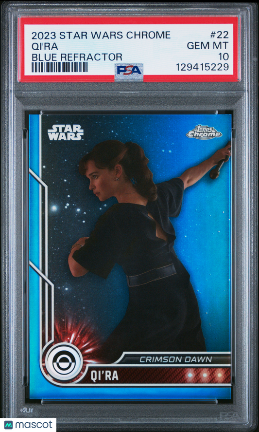 Qi'ra 2023 Topps Chrome Star Wars Blue Refractor PSA 10 pop 1 /150