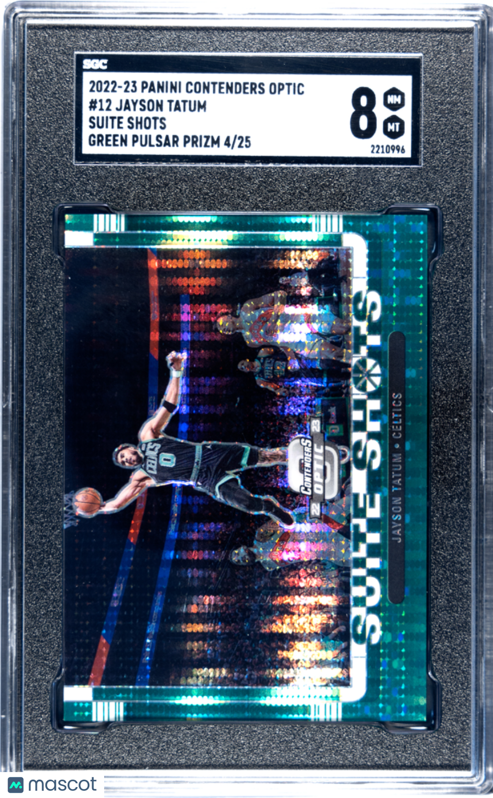 2022-23 Contenders Optic Jayson Tatum #12 Suite Shots Green Prizm #4/25 SGC 8