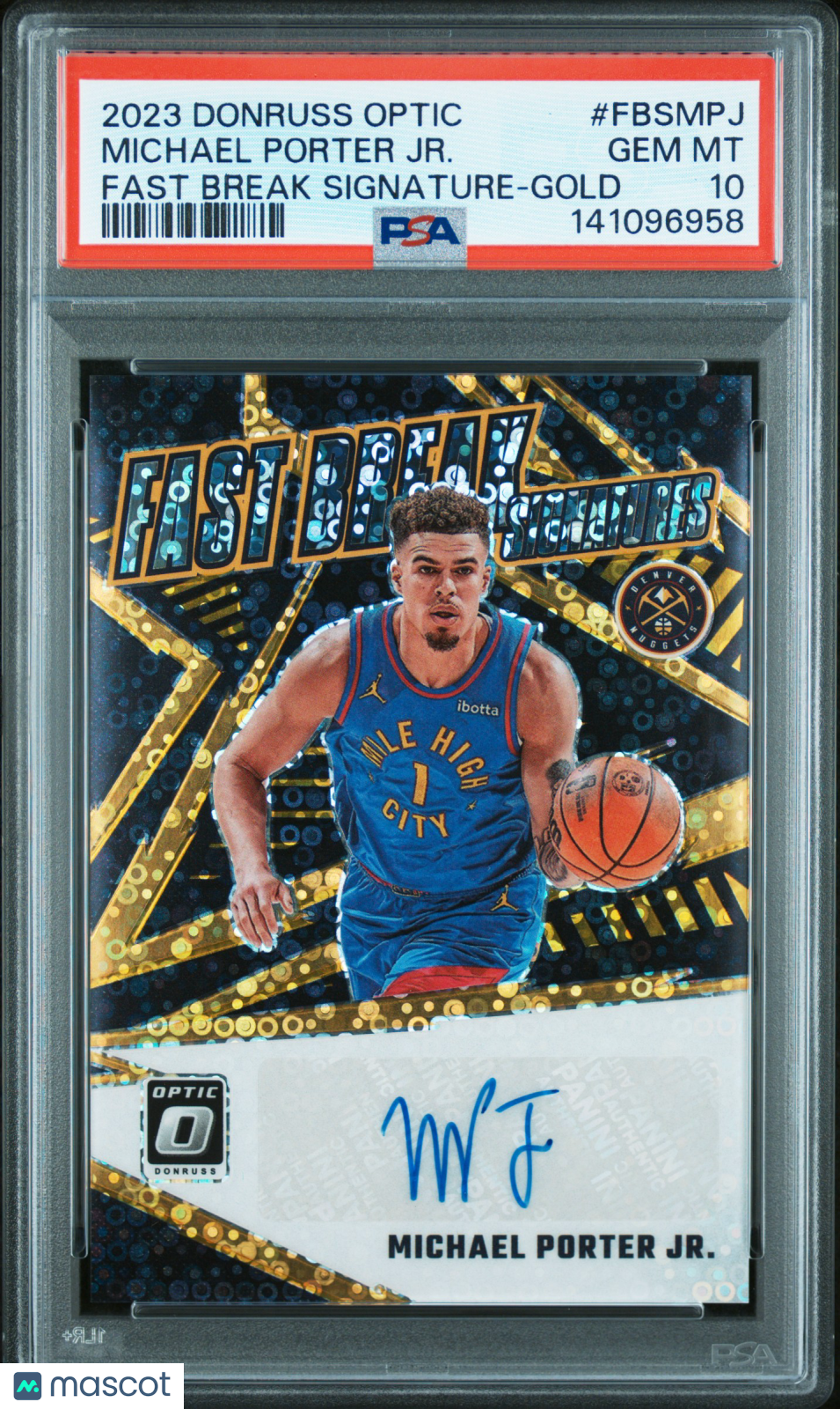 2023 Panini Donruss Optic Fast Break AUTO Michael Porter JR. #5/10 Gold PSA 10