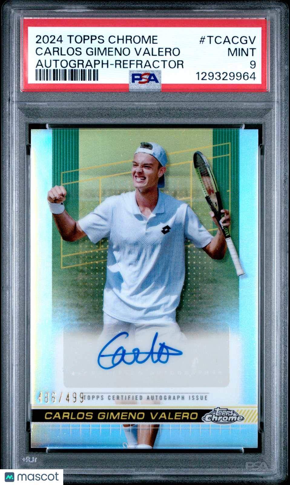 2024 Chrome Tennis Auto Carlos Gimeno Valero Refractor 486/499 PSA 9 pop 1