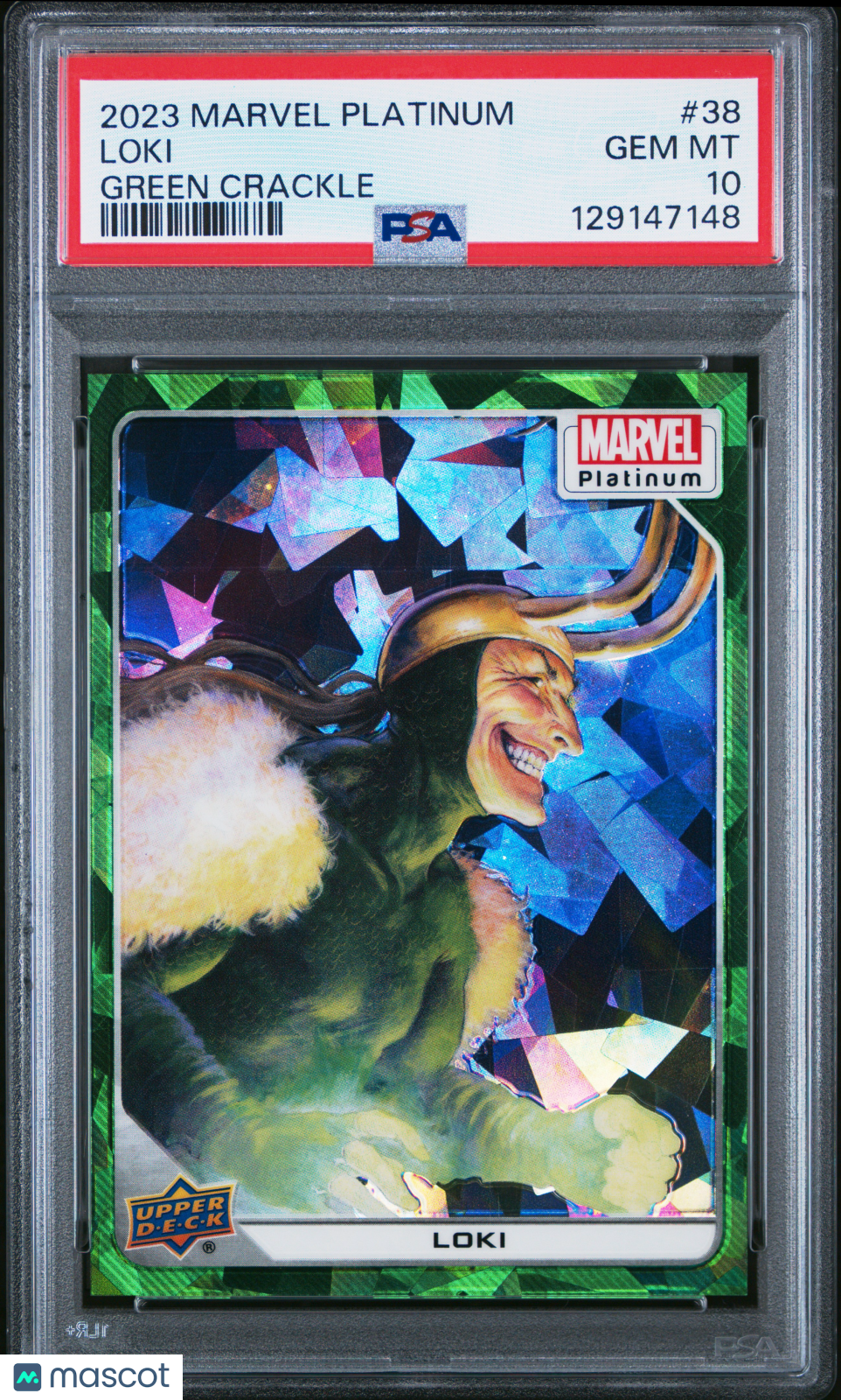 Loki 2023 Upper Deck Marvel Platinum Green Crackle #17/99 PSA 10 LOW POP