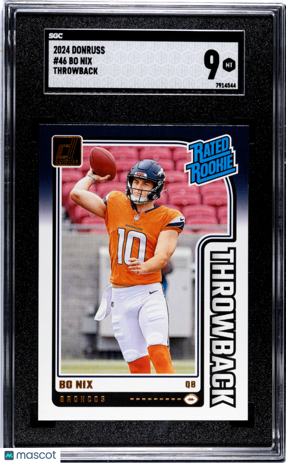 2024 Donruss Bo Nix #46 Throwback SGC 9