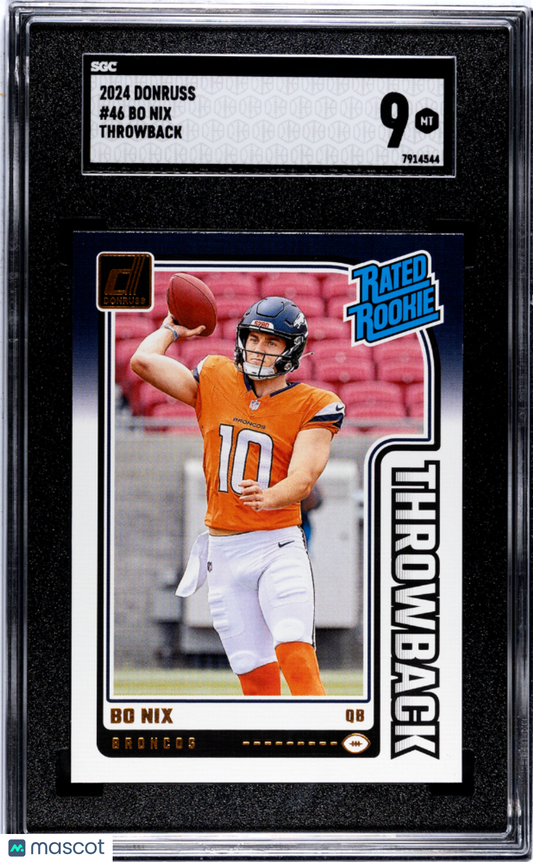 2024 Donruss Bo Nix #46 Throwback SGC 9