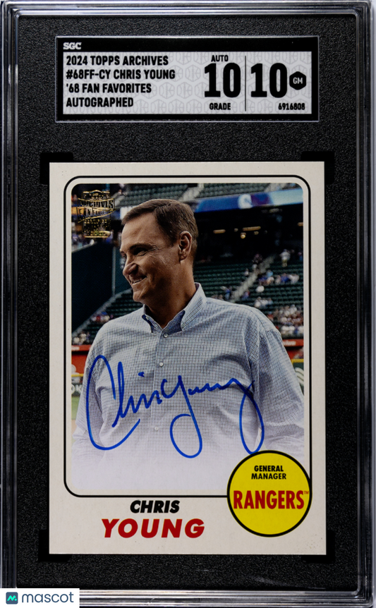 2024 Topps Archives Chris Young #68FF-CY '68 Fan Favorites Autograph SGC 10