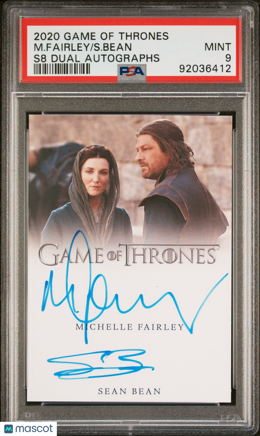 Sean Bean Michelle Fairley CATELYN EDDARD STARK 2020 Game Of Thrones AUTO PSA 9