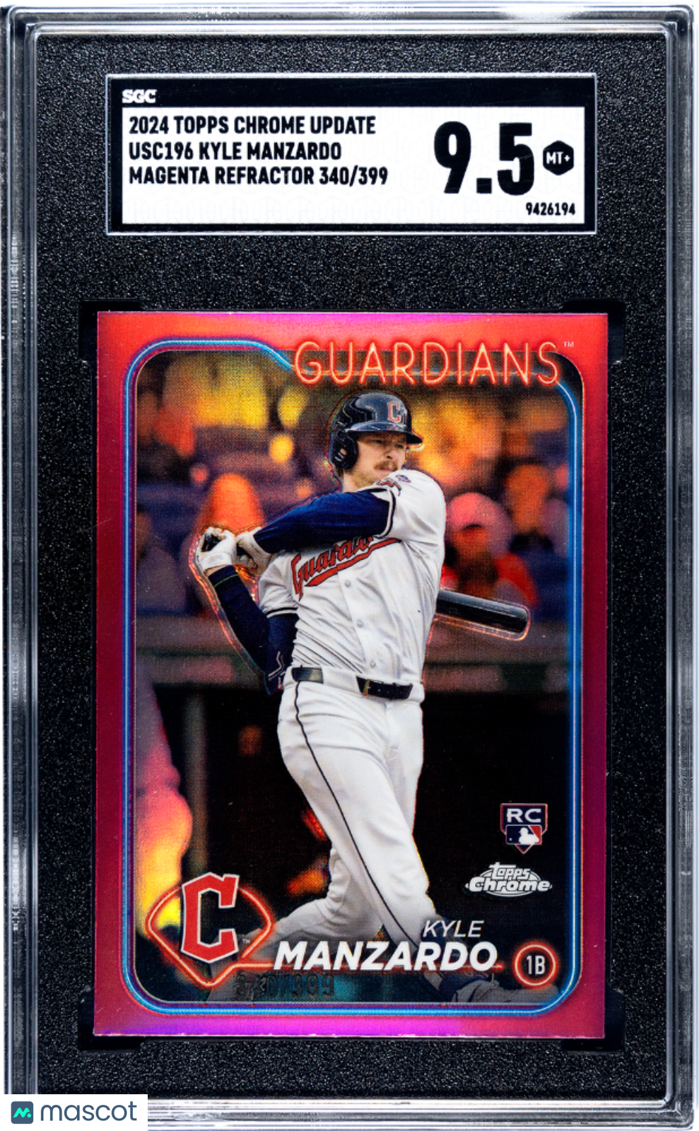 2024 Topps Chrome Update Kyle Manzardo Magenta Refractor SGC 9.5 POP 2 /399