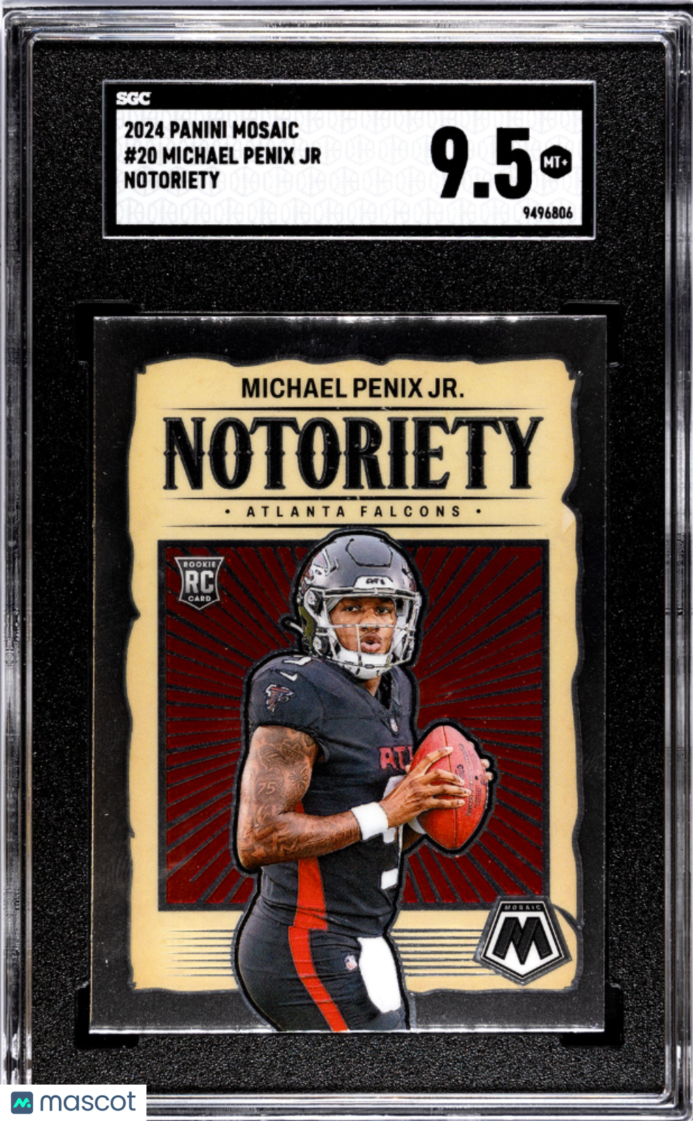 2024 Panini Mosaic Michael Penix JR #20 Notoriety SGC 9.5