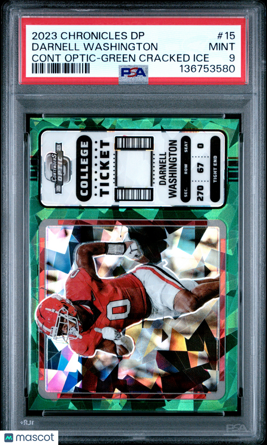 2023 Contenders Optic Darnell Washington Green Cracked Ice PSA 9 /6 pop 1