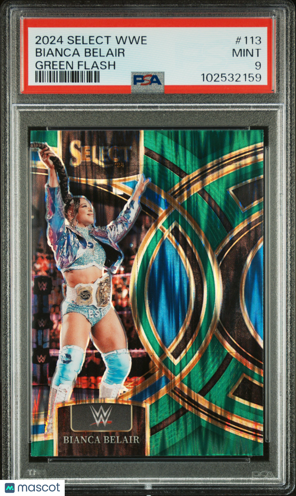 2024 Panini Select WWE Bianca Belair #113 Green Flash PSA 9 POP 1 higher