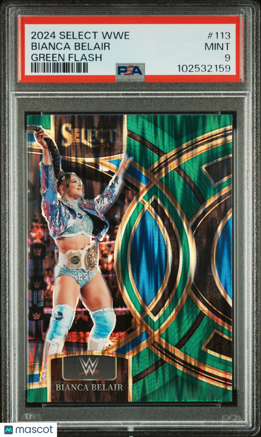 2024 Panini Select WWE Bianca Belair #113 Green Flash PSA 9 POP 1 higher