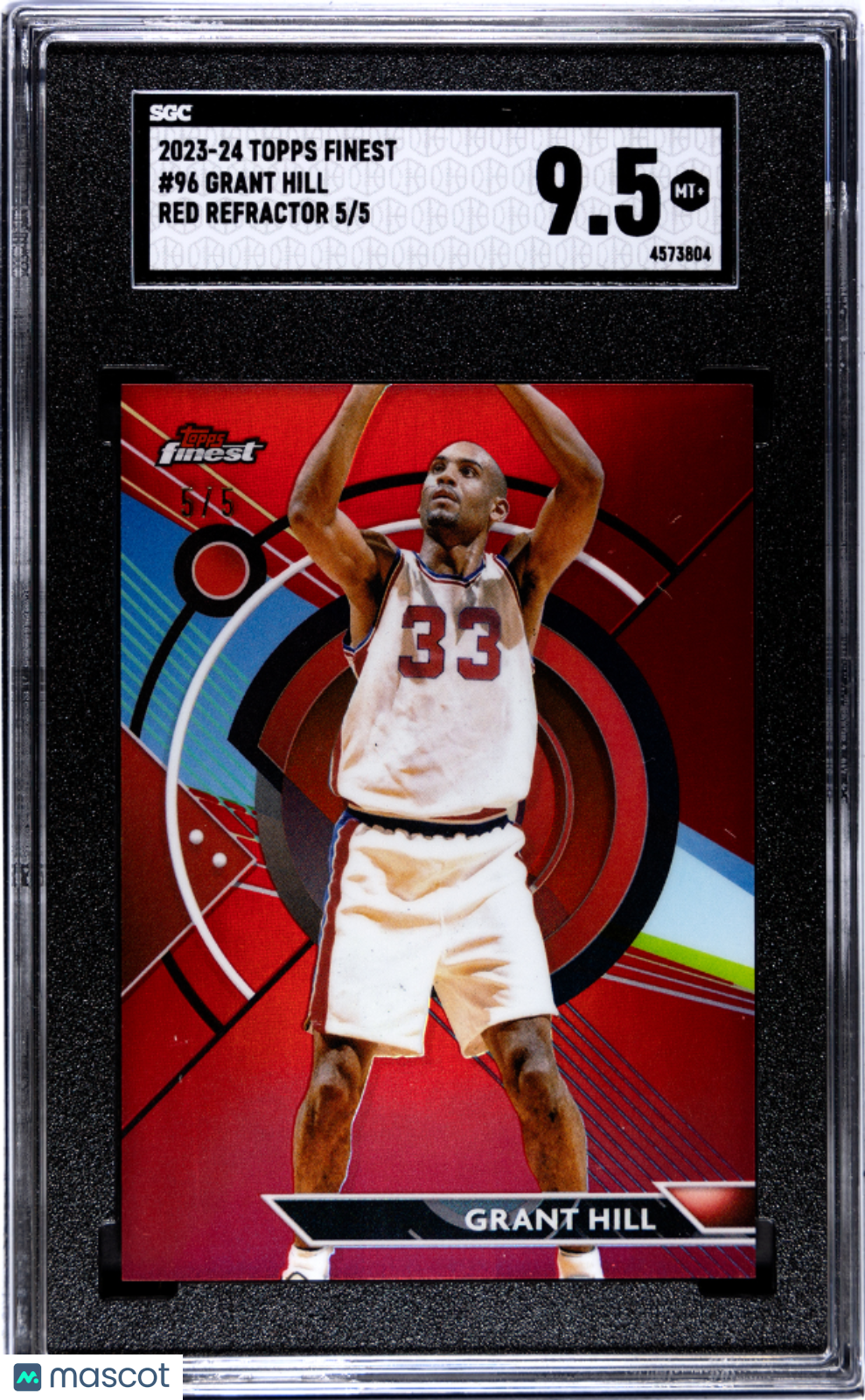 2023-24 Topps Finest Grant Hill #96 Red Refractor #5/5 POP 1 SGC 9.5