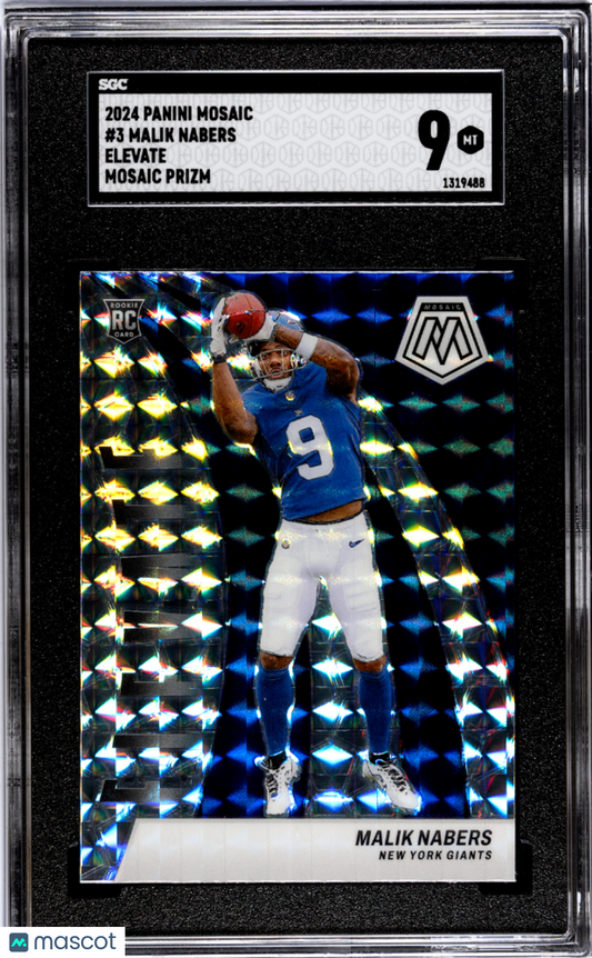 2024 Panini Mosaic Malik Nabers #3 Elevate Prizm SGC 9