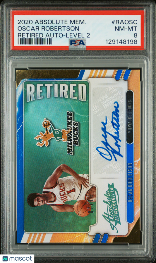 2020 Absolute Memorabilia Retired Auto Oscar Robertson Level 2 PSA 8 /10 pop 1