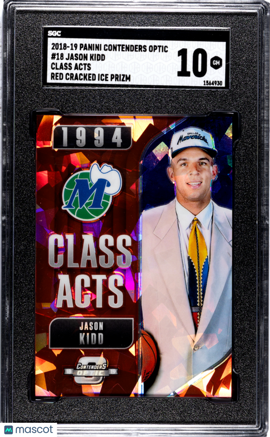 2018-19 Contenders Optic Jason Kidd Class Acts Red Cracked Ice Prizm SGC 10