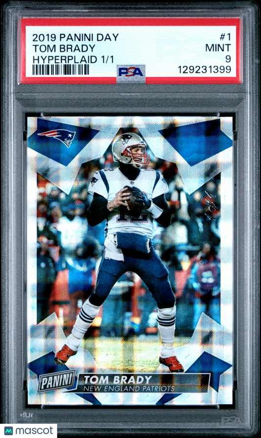2019 Panini Day Tom Brady #1 Hyperplaid 1/1 PSA 9