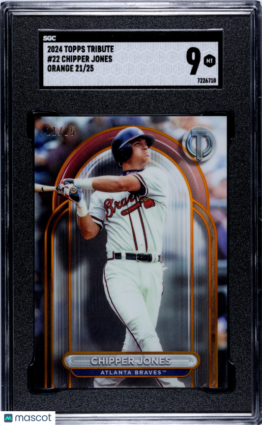 2024 Topps Tribute Chipper Jones #22 Orange SGC 9 /25 POP 2