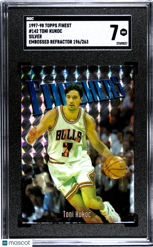 1997-98 Topps Finest Toni Kukoc Silver Embossed Refractor #196/263 SGC 7 POP 1