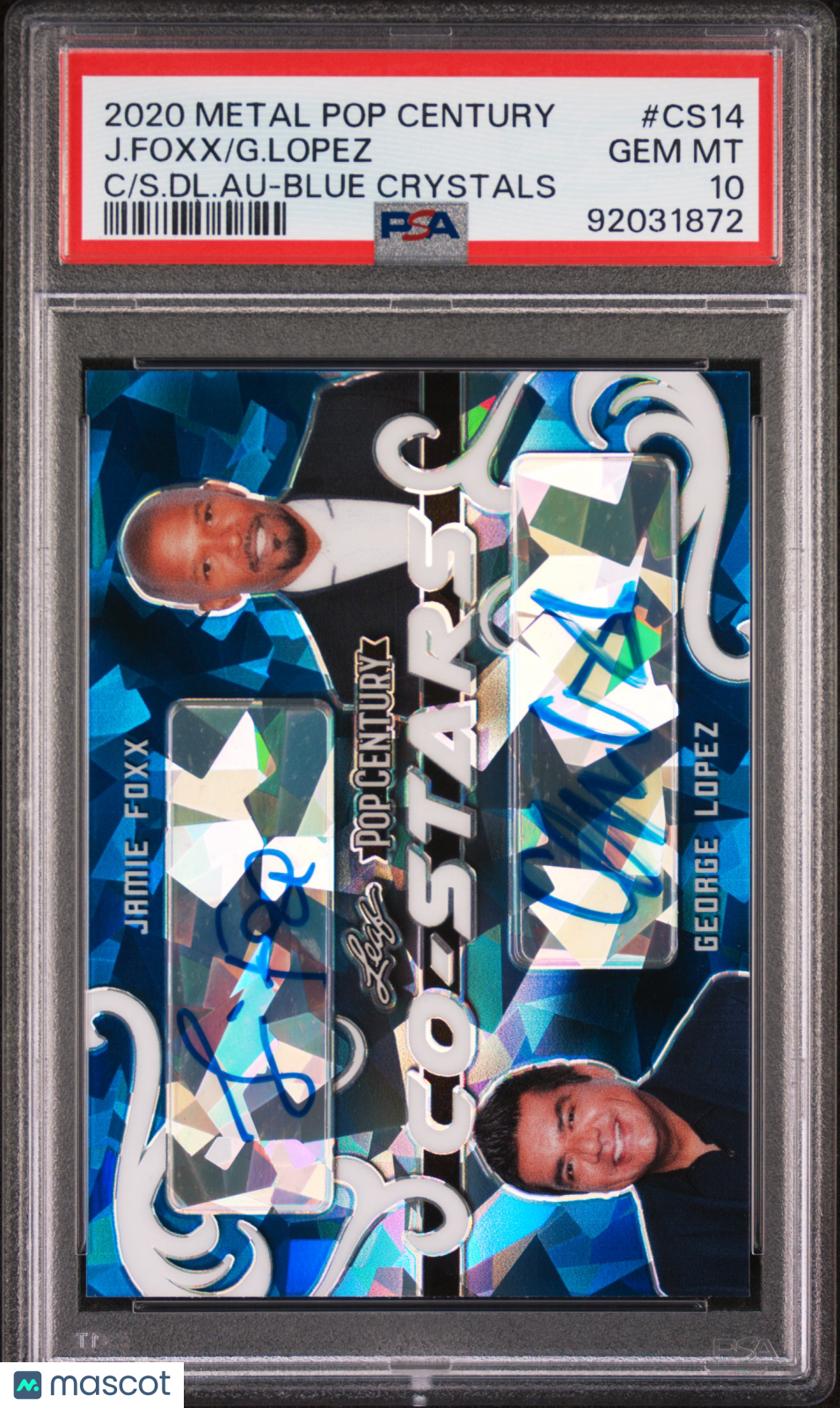 George Lopez Jamie Foxx 2020 Leaf Metal Pop Century AUTO Blue #1/7 PSA 10