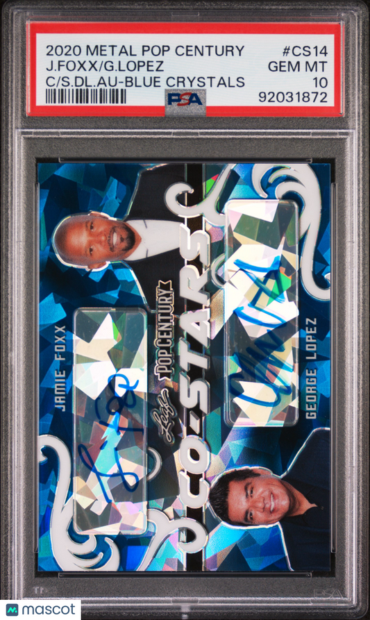 George Lopez Jamie Foxx 2020 Leaf Metal Pop Century AUTO Blue #1/7 PSA 10