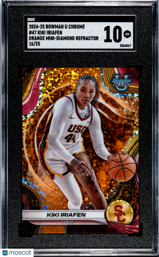 2024-25 Bowman U Chrome Kiki Iriafen #47 Orange Mini Diamond Refractor SGC 10