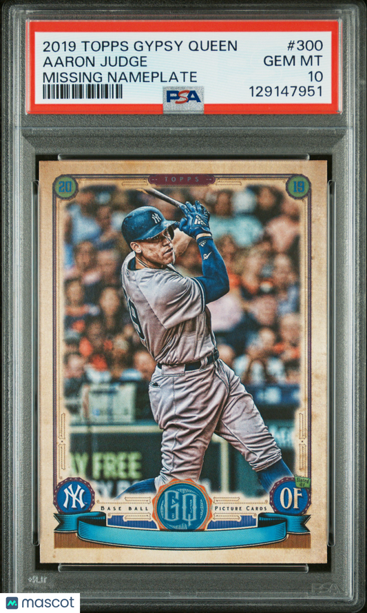 2019 Topps Gypsy Queen Aaron Judge #300 Missing Nameplate PSA 10 POP 2