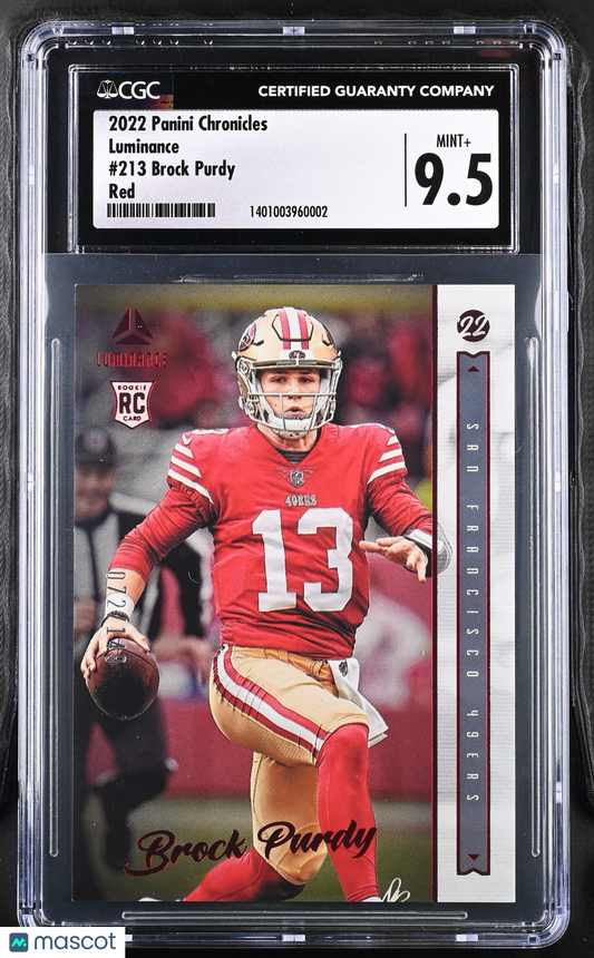 2022 Panini Chronicles Brock Purdy #213 Red Luminance CGC 9.5 /149 POP 1