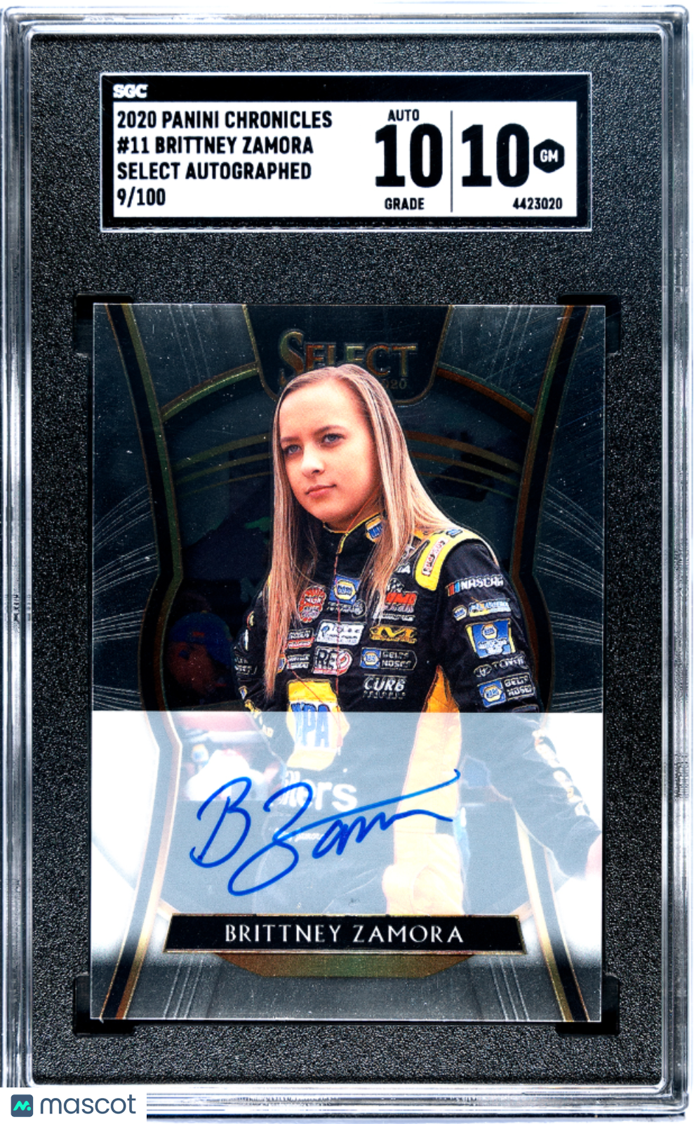 2020 Panini Chronicles Brittney Zamora #11 Select Autograph SGC 10 pop 1