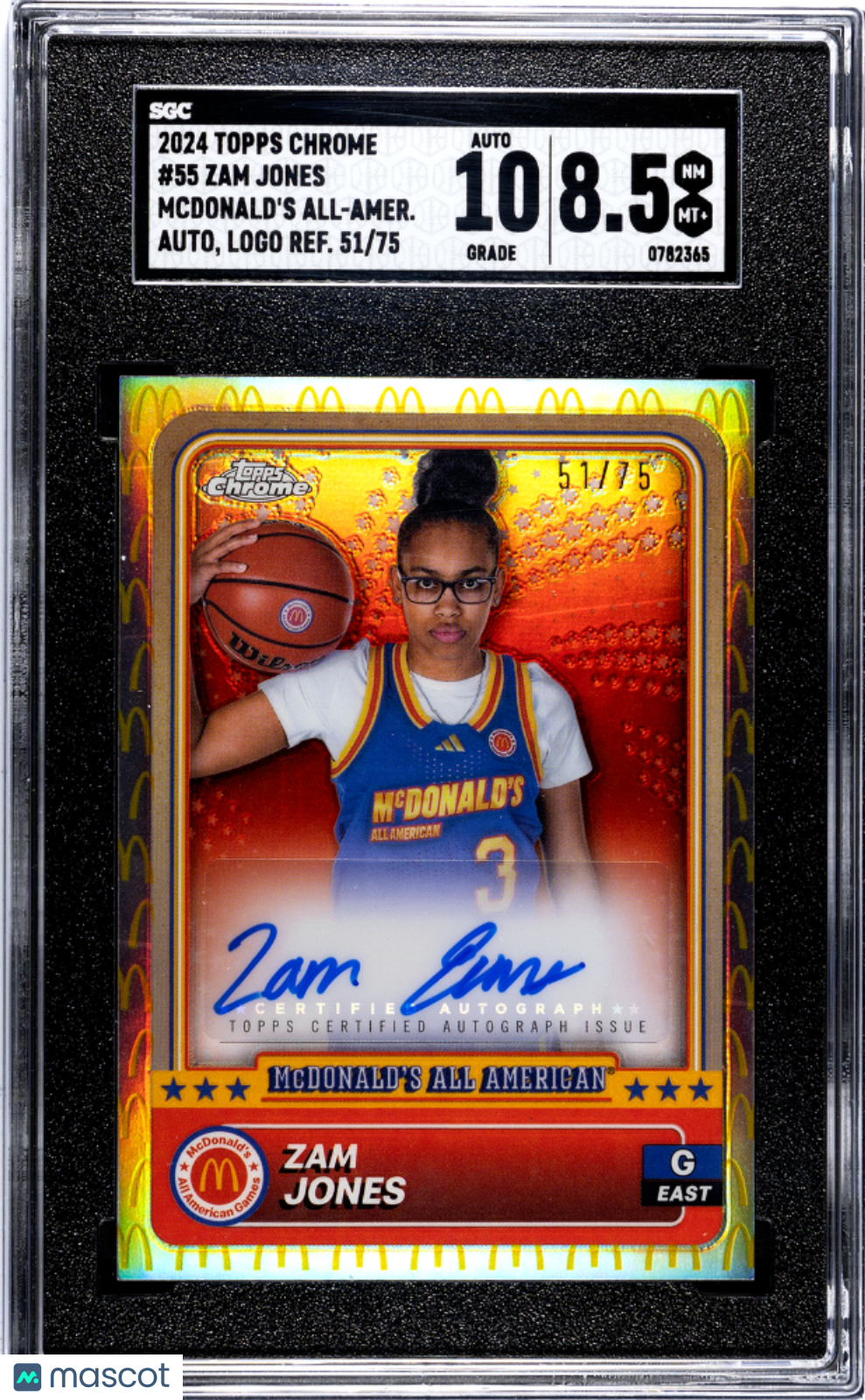 2024 Topps Chrome Mcdonald's All-American Zam Jones Auto Logo Refractor SGC 8.5