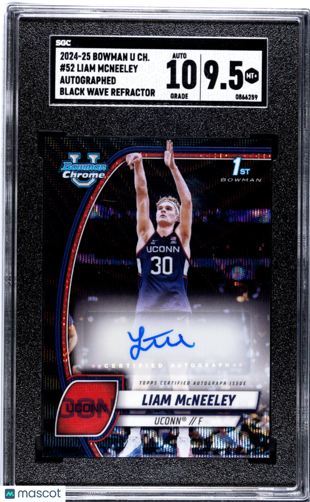 2024-25 Bowman U Chrome Liam Mcneeley #52 Autograph Black Wave Refractor SGC 9.5
