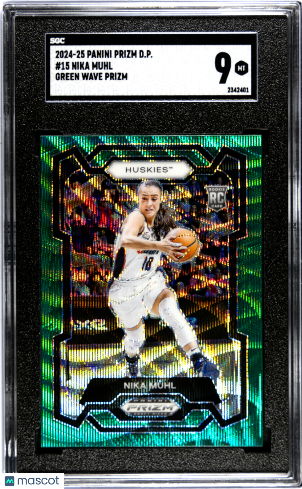 2024 Panini Prizm D.P. Nika Muhl #15 Green Wave SGC 9 POP 1