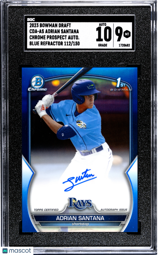 2023 Bowman Draft Adrian Santana CHR. Pros. Auto Blue Refractor SGC 9 /150
