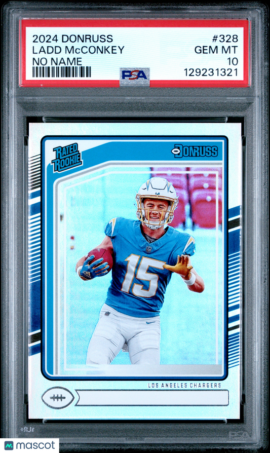 2024 Panini Donruss Ladd Mcconkey #328 No Name PSA 10 POP 2