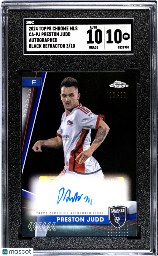 2024 Topps Chrome MLS Preston Judd Black Refractor #3/10 AUTO SGC 10 POP 1