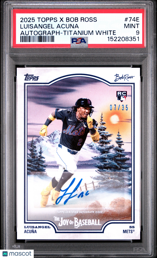 2025 Topps X Bob Ross Joy Of Baseball Luisangel Acuna AUTO White #7/35 PSA 9