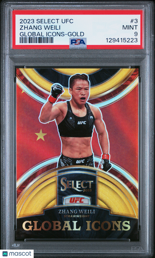 2023 Panini Select UFC Global Icons Zhang Weili #3 Gold Prizm #5/10 PSA 9 China