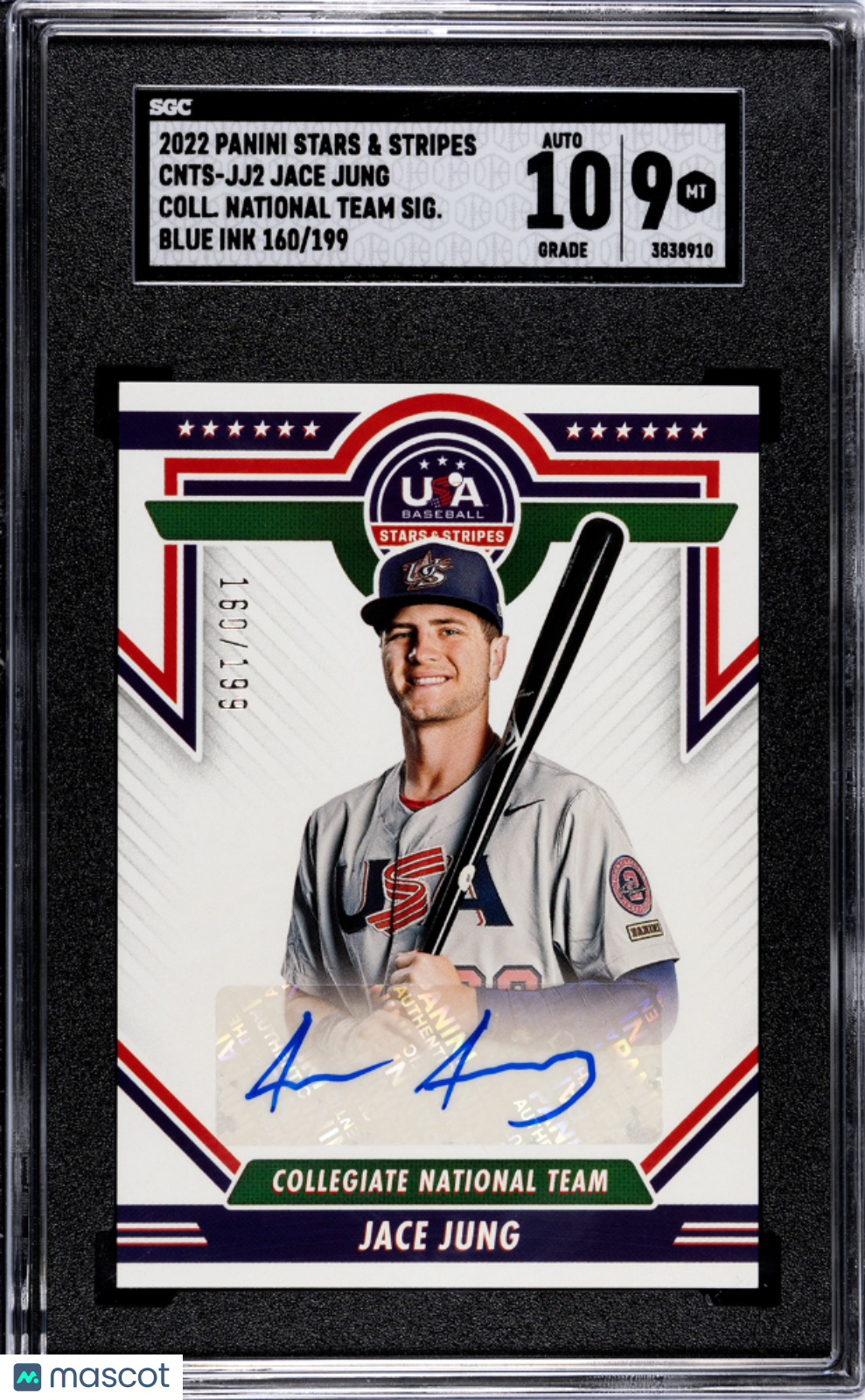 2022 Stars & Stripes Jace Jung Collegiate National Team Sigs. Blue SGC 9 /199