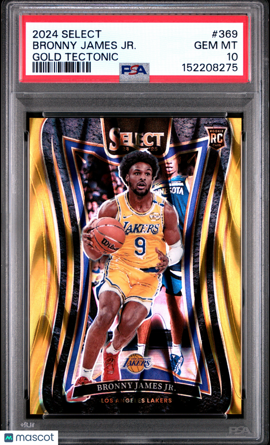 2024 Panini Select Bronny James JR. #369 Gold Tectonic #8/10 PSA 10 POP 1