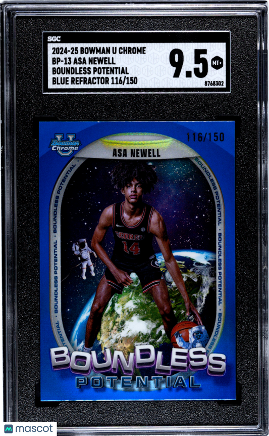 2024-25 U Chrome Asa Newell #BP-13 Boundless Potential Blue Refractor SGC 9.5