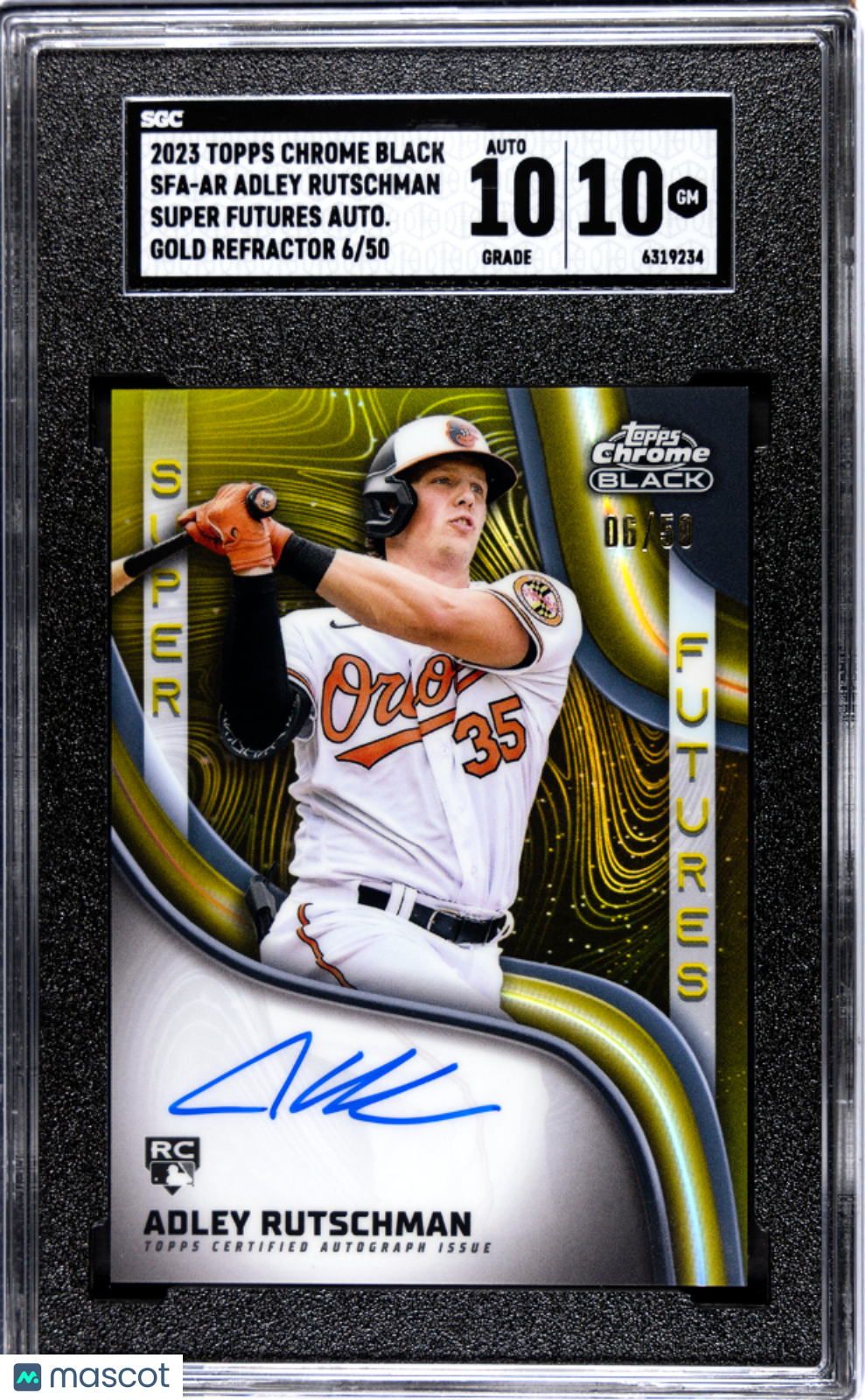 2023 Chrome Black Adley Rutschman Super Futures Auto Gold Refractor SGC 10 /50
